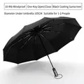 Automatic windproof black folding umbrella with 105cm diameter and ten reinforced ribs - Black Coating Sun & Rain / 10 Ribs Large / Black