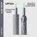 Automatic folding gray umbrella with UPF50+ sun protection and matching sleeve, rain or shine - 72-Rib Large Size / Mist Grey
