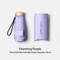 Ultra-compact purple 5-fold flat sun umbrella with UPF50+ protection pouch and 18cm diameter - 18cm Flat 5-Fold / Light Purple