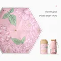 Compact UPF50+ floral sun umbrella in pink Flower Capital design, 14cm folded length - Ultra-Portable 14cm Pink Mist Flower