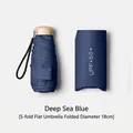 Compact navy blue 5-fold flat sun umbrella with UPF 50+ protection travel pouch - Navy Blue (UPF50+)