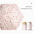 UPF50+ compact folding sun umbrella with willow cherry print and ultra-small 14cm design - Ultra-Portable 14cm Willow Cherry