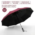 Automatic wine red reverse folding umbrella with sun protection and 105cm diameter - Black Coating Sun & Rain / 10 Ribs Large / Burgundy