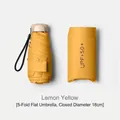 Lemon yellow 5-fold flat sun umbrella with UPF50+ protection and storage pouch - 18cm Flat 5-Fold / Lemon Yellow