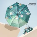 Compact 5-fold sun umbrella with artistic Wild Roses print and matching tote bag - Double-Layer 5-Fold (With Bag) / Wild Rose
