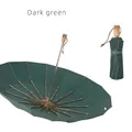 Parapluie pliant premium à 16 baleines coupe-vent vert foncé pour soleil et pluie - Vert Foncé