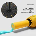 Durable cream yellow automatic folding sun umbrella with 72-rib reinforced structure - 72 Ribs Color Block - Oversized - Cream Yellow