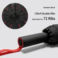 Obsidian Black automatic folding umbrella with reinforced 72-rib structural design. - 72 Ribs Color Block - Oversized - Obsidian Black