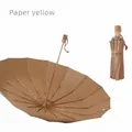 Parapluie pliant à 16 baleines en jaune papier pour la protection soleil et pluie - Brun Mocha