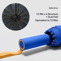Premium blue 72-rib automatic folding umbrella with a comfortable handle grip - 72 Ribs Color Block - Oversized - Beika Blue
