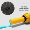 Automatic folding umbrella in cream yellow with reinforced 12K dual-segment rib structure - 72-Rib Contrast Color Series (Large) / Creamy Yellow