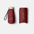 Portable five-fold flat sun umbrella in retro red with UPF 50+ protection case - Burgundy