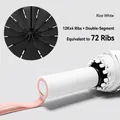 Rice White automatic folding umbrella with sturdy 72-rib equivalent structure - 72-Rib Contrast Color Series (Large) / Creamy Rice White
