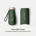 Dark green mini 5-fold portable sun & rain umbrella with UPF 50+ protection bag - Flat 5-Fold / Mini 6 Ribs / Dark Green