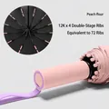 Durable sturdy 72-rib automatic folding umbrella in elegant peach pink for sun and rain - 72 Ribs Color Block - Oversized - Peach Pink