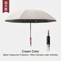 Large automatic folding umbrella in beige with sun protection black glue coating 105cm - Anti-Rebound Mechanical (10 Ribs) / Beige