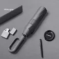Automatic foldable misty grey umbrella with carabiner handle design - Ring-Buckle Series / 20 Ribs / Mist Grey