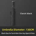 Large black automatic folding umbrella with 130cm diameter for sun and rain protection - X-Series Extra Large / 10 Ribs (130cm Diameter) / Black