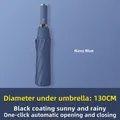 Navy blue automatic folding umbrella for sun and rain with 130cm large diameter - X-Series Extra Large / 10 Ribs (130cm Diameter) / Navy Blue