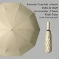 Khaki automatic 10-rib folding umbrella with 105cm coverage and black glue coating - M-Series 10-Rib - Khaki / [fully Automatic Series] Vinyl Weather