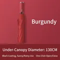 Large wine red automatic folding umbrella with 130cm diameter and black glue coating - X-Series Extra Large / 10 Ribs (130cm Diameter) / Burgundy