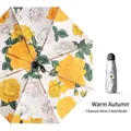 Five-fold titanium silver sun umbrella featuring an elegant yellow rose floral pattern - 50% discount mini air] warm autumn / Sun protection folding umbrella series