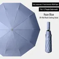 Automatic 3-fold mist blue umbrella with 105cm open diameter and black vinyl coating - M-Series 10-Rib - Misty Blue / [fully Automatic Series] Vinyl Weather