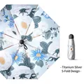 Titanium silver 5-fold folding umbrella featuring an elegant blue and white floral pattern - 50% off mini air model] wanyi / Sun protection folding umbrella series