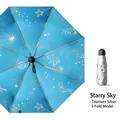 Compact 5-fold titanium silver sun umbrella with blue starry sea creature pattern - 50% off mini air] stars / Sun protection folding umbrella series