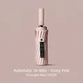 Fully automatic 16-rib folding umbrella in dusty pink, extra-large 105cm canopy coverage - K-Series 16-Rib - Bean Paste Pink / [fully Automatic Series] Vinyl Weather