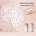 Compact 14cm folding sun umbrella with cherry pattern in pink, UV protection for women - 14cm Willow Cherry With Pouch