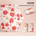 Compact UPF50+ folding sun umbrella with red floral pattern and matching pouch - 14cm Floating Black Tea With Pouch