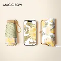 Portable UPF 50+ floral folding umbrella with protective UV coating and matching pouch - 14cm Gilded Chrysanthemum With Pouch
