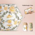 Compact 14cm folding sun umbrella with wild chrysanthemum floral print and matching pouch - 14cm Gilded Chrysanthemum With Pouch