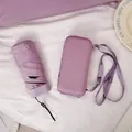 Compact purple 6-fold mini pocket sun umbrella with a matching portable storage case - Elegant Purple