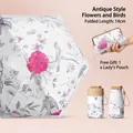 Ultra-compact UPF50+ folding sun umbrella with vintage flower bird pattern and gift bag - 14cm Ancient Flower & Bird With Pouch