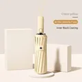 Foldable cream yellow automatic umbrella with 48-rib frame and UV black coating - XL / 48 Ribs / Creamy Yellow
