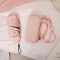 Pink mini flat pocket sun umbrella with matching zip carry case and strap - Sakura Pink