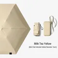 Mini milk tea yellow flat sun umbrella, 15cm compact travel size with matching storage case - 15cm Six-Fold Flat Umbrella (Card Pack Series) / Milk Tea Yellow
