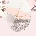 Portable pink UV protection folding umbrella with a delicate floral pattern interior - Phantom Butterfly (Ultra-light 6-fold + Pearl Chain + Gold Aluminum)