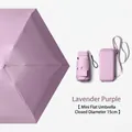 Compact lavender mini sun and rain umbrella with portable matching storage case. - 15cm Six-Fold Flat Umbrella (Card Pack Series) / Elegant Purple