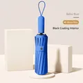 Automatic foldable umbrella in Beika Blue with 48-rib frame and black UV coating. - XL / 48 Ribs / Light Blue