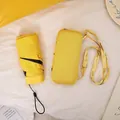 Gelber 6-fach flacher Mini-Sonnenschirm mit passender Umhängetasche für Damen - Aprikosengelb