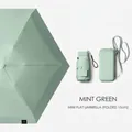 Compact mint green sunshade umbrella with UV protection and matching storage case - Card Bag Series / 15cm Six-Fold Flat Umbrella / Mint Green