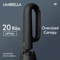 Black fully automatic 20-rib umbrella with hook handle and UPF 50+ sun protection - 20 Ribs Extra Large Size / Starry Black