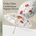 Vintage floral sunscreen umbrella featuring 24 ribs and double-layer UV protection design - 3-Fold 24 Ribs / Fragrant Flowers