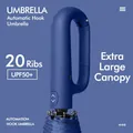Navy blue 20-rib automatic folding umbrella with a functional hook handle design - 20-Rib Oversized (Full Automatic) / Deep Sea Blue