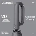 Automatic folding umbrella with innovative hook handle and UPF50+ UV protection - 20-Rib Oversized (Full Automatic) / Mist Grey