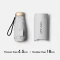 Ultra-compact white mini five-folding UV umbrella with 50+ UPF protection pouch - Phone Pouch Design / 5-Fold 6-Ribs / Off White