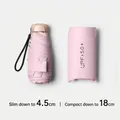 Compact mini five-fold pink sun umbrella with UV protection and matching pouch - Phone Pouch Design / 5-Fold 6-Ribs / Sakura Pink